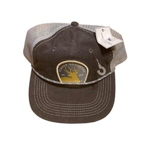 Simply Southern Outfitters Corduroy Trucker Hat Brown Grey Deer Patch‎ Snapback